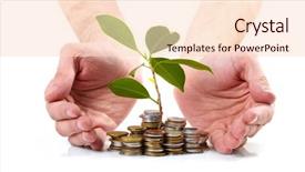  Presentation with sprout - Beautiful slide set featuring economic botany - coins sprout hands backdrop and a lemonade colored foreground