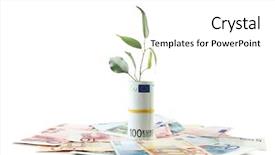  Presentation with sprout - Presentation enhanced with economic botany - money with growing sprout isolated background and a white colored foreground