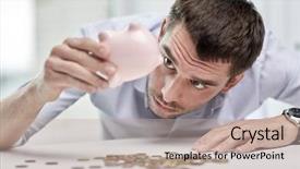  Presentation with people lost money fired businessman - PPT theme enhanced with economic collapse - business people finances crisis background and a mint green colored foreground