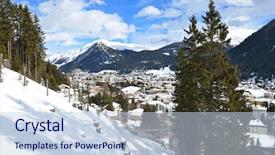  Presentation with skiing - PPT layouts consisting of economic countries - winter view of davos famous background and a sky blue colored foreground