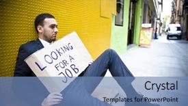  Presentation with job - Beautiful PPT theme featuring economic crisis - businessman portrait looking backdrop and a teal colored foreground