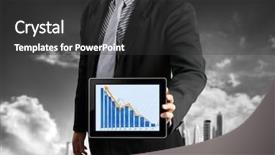  Presentation with touch screen - Audience pleasing slide deck consisting of economic crisis - businessmen hand touch screen graph backdrop and a  colored foreground