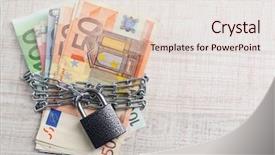  Presentation with chain - PPT theme with economic crisis - euro banknotes with lock background and a lemonade colored foreground