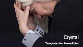  Presentation with economic - Slides consisting of economic crisis - old woman in pain background and a dark gray colored foreground