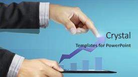  Presentation with touch screen - Cool new presentation design with economic crisis - touch screen touch- tablet backdrop and a light blue colored foreground