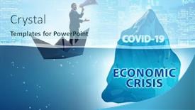  Presentation with covid coronavirus - Amazing slide deck having economic-crisis-concept-in-coronavirus backdrop and a cool aqua colored foreground