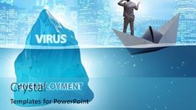  Presentation with covid coronavirus - PPT theme featuring economic-crisis-concept-in-coronavirus background and a light blue colored foreground