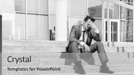  Presentation with economic - Cool new slides with economic depression - full length of depressed businessman backdrop and a light gray colored foreground