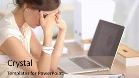  Presentation with woman business - Cool new PPT layouts with economic depression - portrait of tired young business backdrop and a coral colored foreground