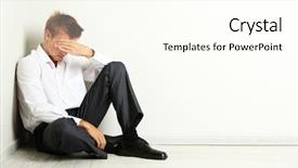  Presentation with floor - Cool new slides with economic depression - young businessman sitting on floor backdrop and a cream colored foreground