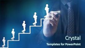  Presentation with economic development - Slide set with economic development - businessman drawing graphics a growing background and a ocean colored foreground