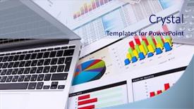  Presentation with financial - Colorful slide set enhanced with economic development - financial paper charts and graphs backdrop and a light blue colored foreground