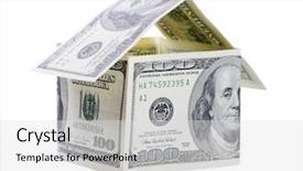  Presentation with economic development - PPT layouts having economic development - house from dollars isolated background and a light gray colored foreground