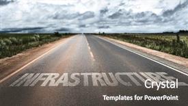  Presentation with rural development - Slide deck enhanced with economic development - infrastructure written on rural road background and a gray colored foreground