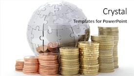  Presentation with economic development - Audience pleasing slides consisting of economic development - metal puzzle globe with euro backdrop and a white colored foreground