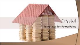  Presentation with save water concept saving - Colorful slide deck enhanced with economic development - saving to buy a house backdrop and a soft green colored foreground