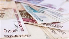  Presentation with russian greyhound - Beautiful PPT layouts featuring economic fluctuations - pile of russian roubles closeup backdrop and a lemonade colored foreground