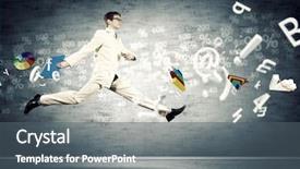  Presentation with dynamic - PPT theme featuring money dynamic - image of a businessman jumping background and a gray colored foreground