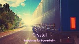  Presentation with logistics - Slide deck enhanced with shipping lines logistics - truck on a highway background and a  colored foreground