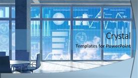  Presentation with interior - Presentation theme enhanced with economic future plan - office interior with graphs background and a light blue colored foreground