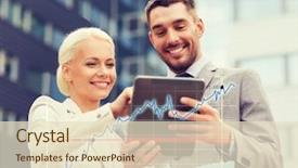  Presentation with partnership - Colorful slide set enhanced with economic growth - business partnership technology and people backdrop and a lemonade colored foreground