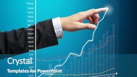  Presentation with financial - Presentation featuring economic growth - businessman with financial symbols coming background and a teal colored foreground