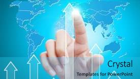  Presentation with financial - Presentation theme featuring economic growth - businessman with financial symbols coming background and a cyan colored foreground