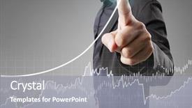  Presentation with financial - PPT theme with economic growth - businessman with financial symbols coming background and a gray colored foreground