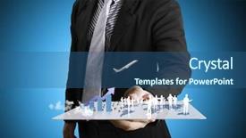  Presentation with touch screen - Presentation theme having economic growth - touch screen touch- tablet background and a ocean colored foreground