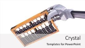  Presentation with medical robot hand and person - Cool new presentation with economic intelligence - artificial robot hand with abacus backdrop and a light gray colored foreground