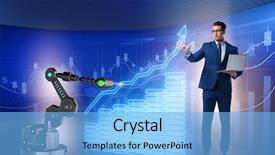  Presentation with robotic arm - Colorful presentation theme enhanced with economic intelligence - businessman in business concept backdrop and a light blue colored foreground