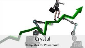  Presentation with intelligence - Slide set consisting of economic intelligence - businesswoman going up the graph background and a light gray colored foreground