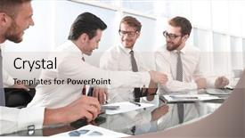  Presentation with shaking hands - Amazing presentation theme having economic intelligence - colleagues shaking hands backdrop and a  colored foreground