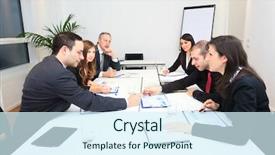  Presentation with business remote work - Slide deck with economic intelligence - group of business people background and a  colored foreground