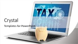  Presentation with online payment - Presentation design consisting of economic policies - online tax payment concept piggy background and a white colored foreground