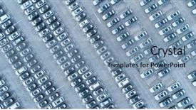  Presentation with aerial - Slide deck having economic prodution - aerial view of huge storage background and a teal colored foreground