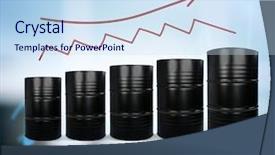  Presentation with barrels - Slide deck having economic prodution - oil prices concept barrels background and a sky blue colored foreground