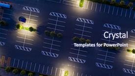  Presentation with car park - Presentation featuring economic prodution - top down view of car background and a navy blue colored foreground