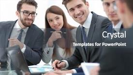  Presentation with financial report - Beautiful slide deck featuring economic searching - business team discussing a financial backdrop and a dark gray colored foreground