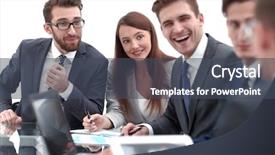  Presentation with financial report - Amazing theme having economic searching - business team discussing a financial backdrop and a  colored foreground