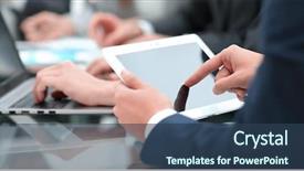  Presentation with economic - PPT theme consisting of economic searching - close up businessman using digital background and a  colored foreground