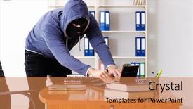  Presentation with economic - Colorful presentation enhanced with economic searching - male thief in balaclava backdrop and a coral colored foreground
