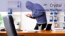  Presentation with economic - Presentation theme having economic searching - male thief in balaclava background and a teal colored foreground