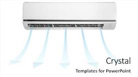  Presentation with conditioner - PPT theme having economic system - switched on conditioner with flow background and a white colored foreground