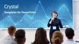  Presentation with economics presentation - Theme featuring economics - business statistics and people concept background and a ocean colored foreground