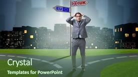  Presentation with brexit - Slides consisting of united nations economics - businessman in brexit concept background and a tawny brown colored foreground