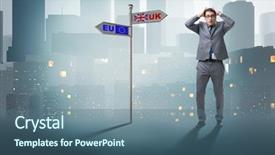  Presentation with united nations - Theme having united nations economics - businessman in brexit concept background and a ocean colored foreground