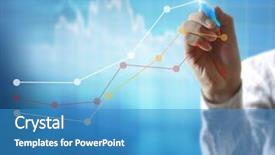  Presentation with graphics - PPT theme with economics - businessman drawing graphics a growing background and a teal colored foreground