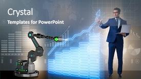  Presentation with robotic arm - Amazing presentation design having economics - businessman in business concept backdrop and a gray colored foreground