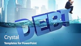  Presentation with economics - Colorful slide deck enhanced with economics - businessman in debt business concept backdrop and a teal colored foreground